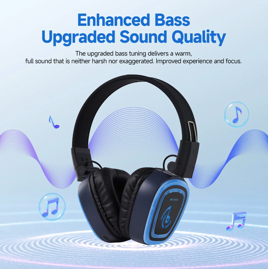 Diagram showing the headset's enhanced bass response